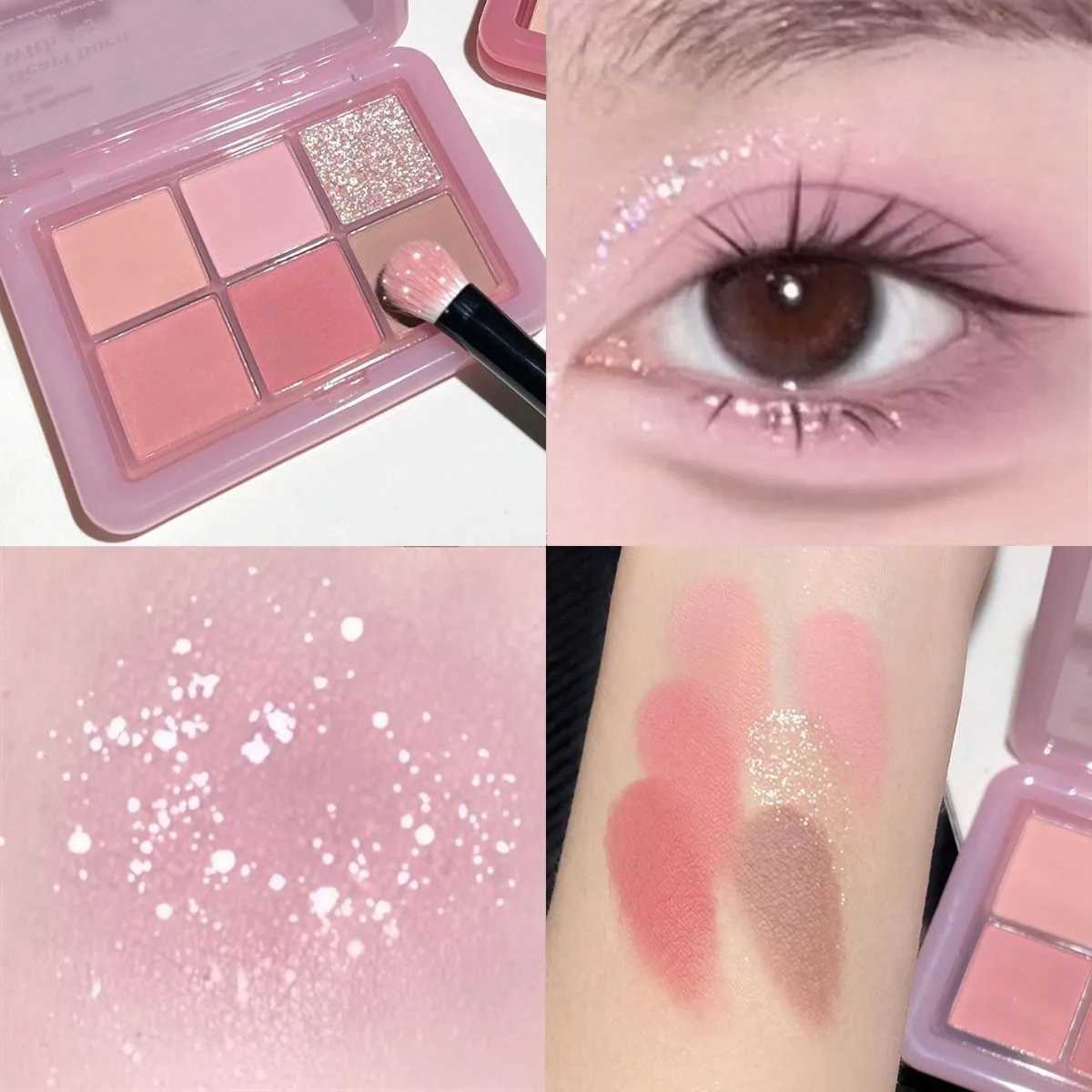 New Pink Glitter Eyeshadow Palette Matte Shimmer Orange 6 Color Summer Ice Cream Color Eye Shadow Makeup Palette Korean Cosmetic zxx240720