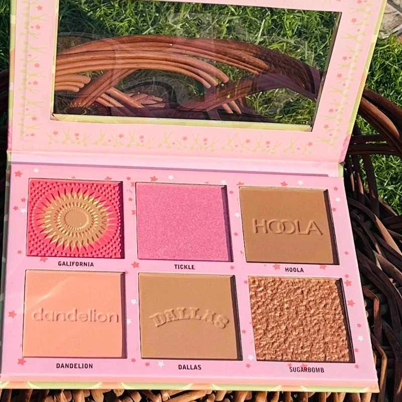 6 color eye shadow palette flash powder blusher tray matte face powder blusher makeup contour highlight kawaii eye shadow setW240730
