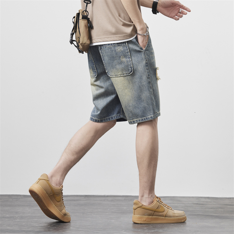 2024 Summer Denim Shorts Men's Versatile Loose Korean Trendy Pants Instagram