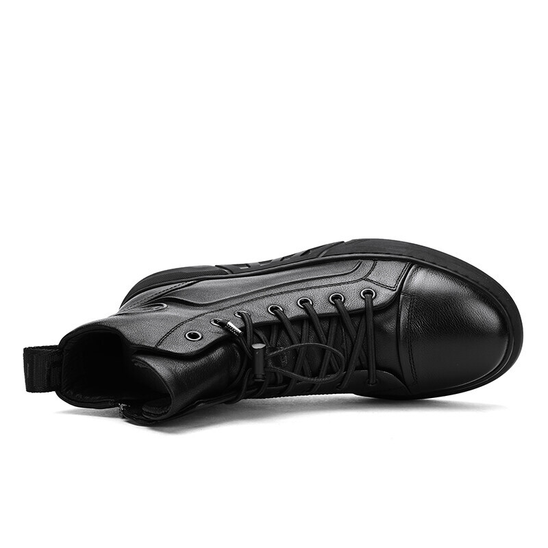 GJF Skate Autumn and Winter High-top Casual Trend Korean Men's 2023 New Leather Tide Shoes Youth Zipper