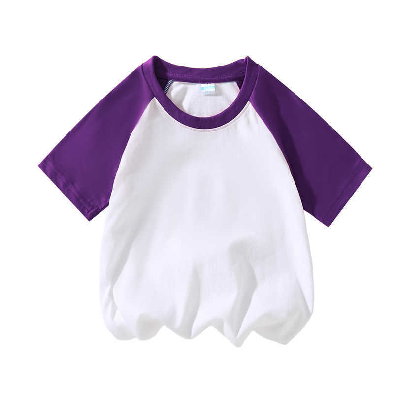 New summer short-sleeved children's round neck solid color family wear boys and girls loose top sports T-shirt