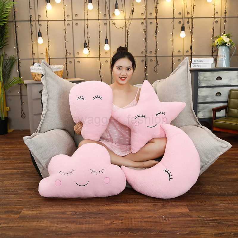Plush Sky Pillows Emotional Moon Star Cloud Shaped Pillow Pink White Grey Room Chair Decor Seat CushionB270720