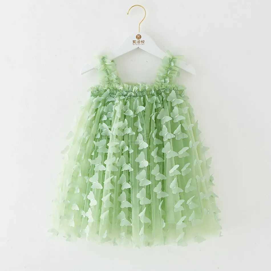Baby Dress Kids Butterfly Casual Sundress Girl Summer Princess Outfit Children Tulle School Clothes Sleeveless Costume 1-6 YearsXJ240720
