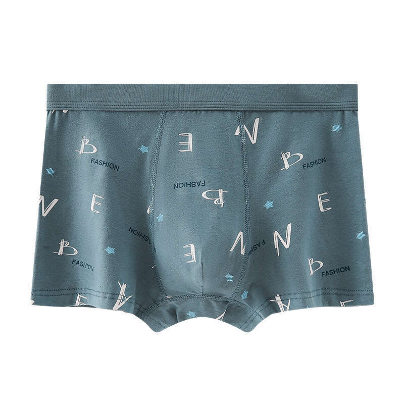 High Elasticity and Breathability Comfortable Printing, Pure Cotton Flat Corner Pants, U-convex Large Space Underwear, Men's Calzoncillos Mens Bo