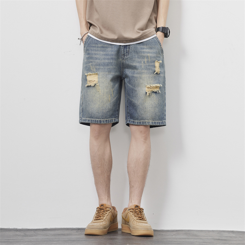 2024 Summer Denim Shorts Men's Versatile Loose Korean Trendy Pants Instagram