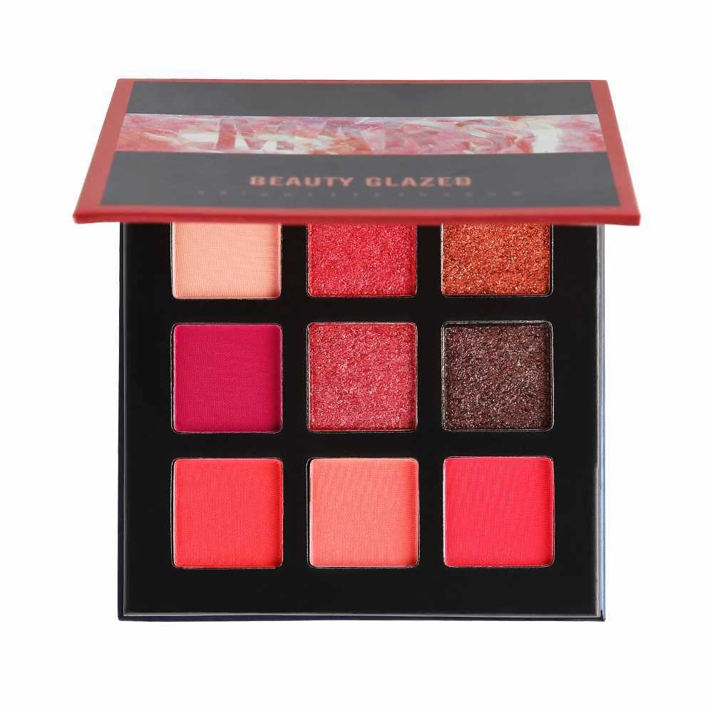 Matte Glitter Eyeshadow Palette 9 Colors Red Color Tone Shimmer Eyeshadow Palette Long Lasting High Pigmented Powder Colorful W250520