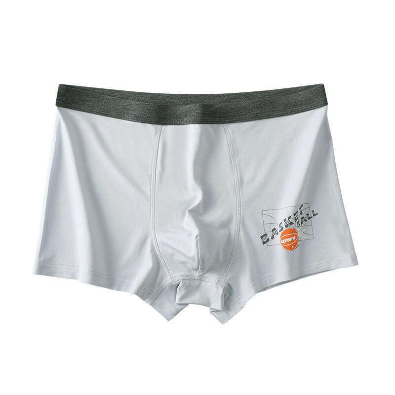 Breathable Printed Underwear for Teenagers in Their Developmental Stage, Men's U-shaped Convex Large Space, No Trace, Student Flat Corner Pants M