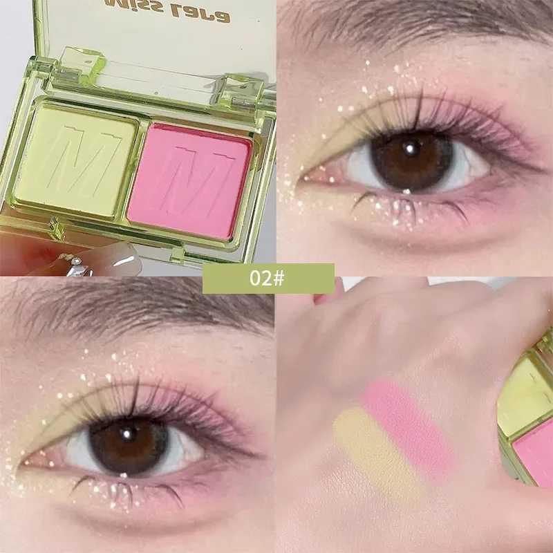 Two-tone Eyeshadow Palette Pearl Matte Mint Green Eyes Socket Painting Shadow Pigment Powder Eye Contour Korean Makeup Cosmetics zxx240720
