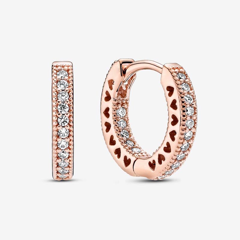 Pave Heart Hoop Earrings 925 Sterling Silver Diamond Earring For Women Men Party Jewelry Girlfriend Gift Gold Earrings With Retail