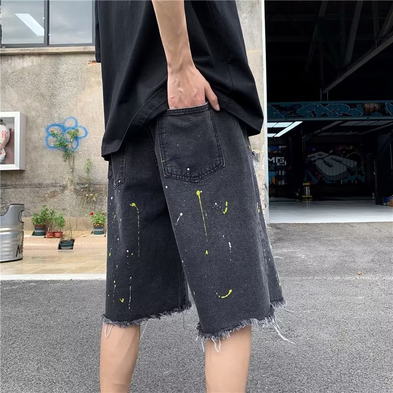 Men's High Street Hip-Hop Jeans - M-Embroidery Wide-Leg Denim Pants, Casual Long Edge Style
