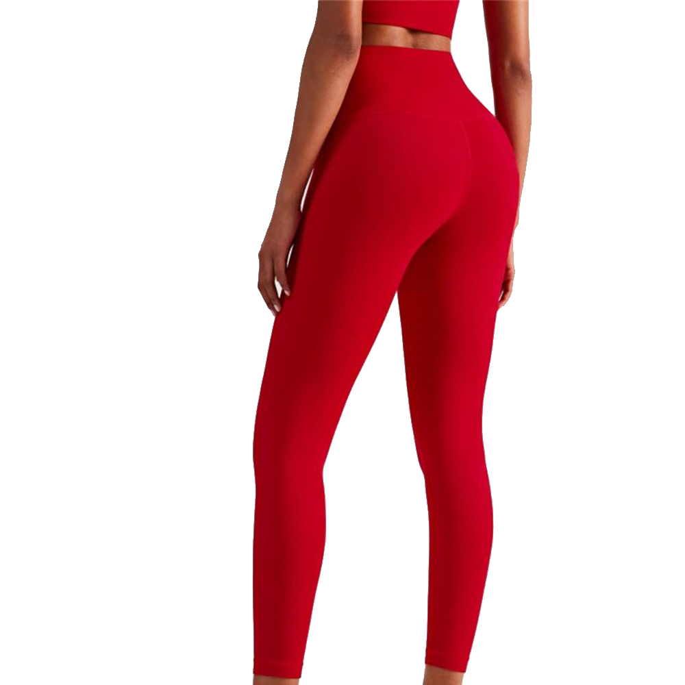 Nylon Women's Yoga Pants Solid Color High Waist Stretchy Fitness Girls Ninth Sport Leggings T Shape Soft Elastic Push-UP Tights