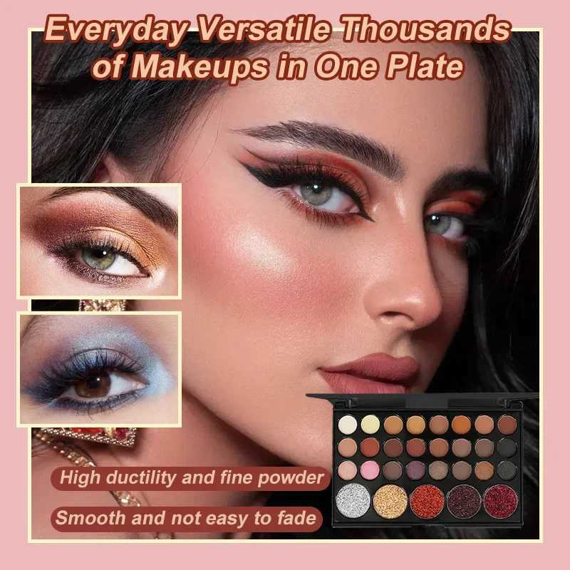 4 pieces of 29 color eye shadow palette with eye black and brush matte waterproof womens shiny eye shadow makeup lastingW240730