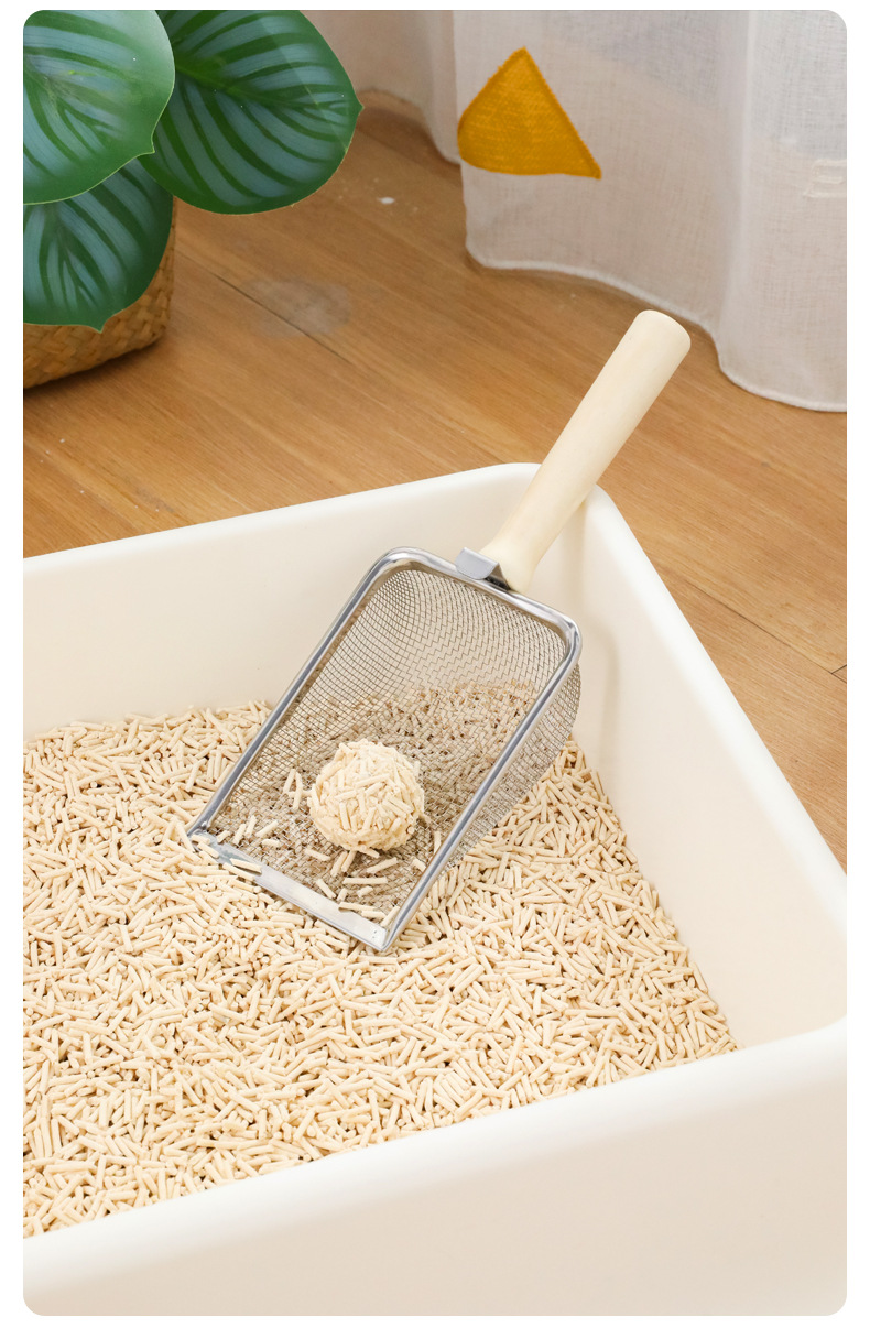 Large cat litter shovel stainless steel integrated cat litter box iron shovel metal fine hole spatula