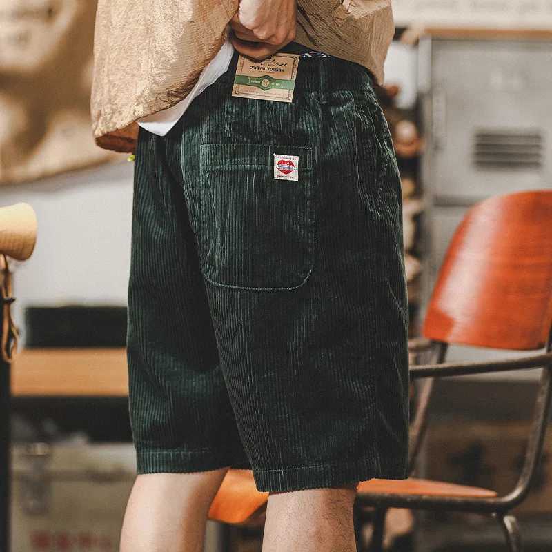 Mens Summer Instagram Corduroy Drawstring Shorts Fashion Strip Velvet Casual Capris Short Pants M240720