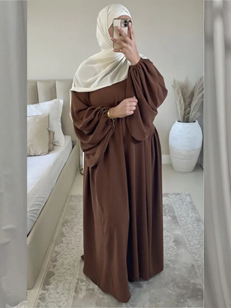Abaya Muslim Long Dress for Women Crepe Ramadan Eid Loose Islamic Clothing Prayer Dresses Hijab Robe Dubai Turkish Modest Kaftan 240712