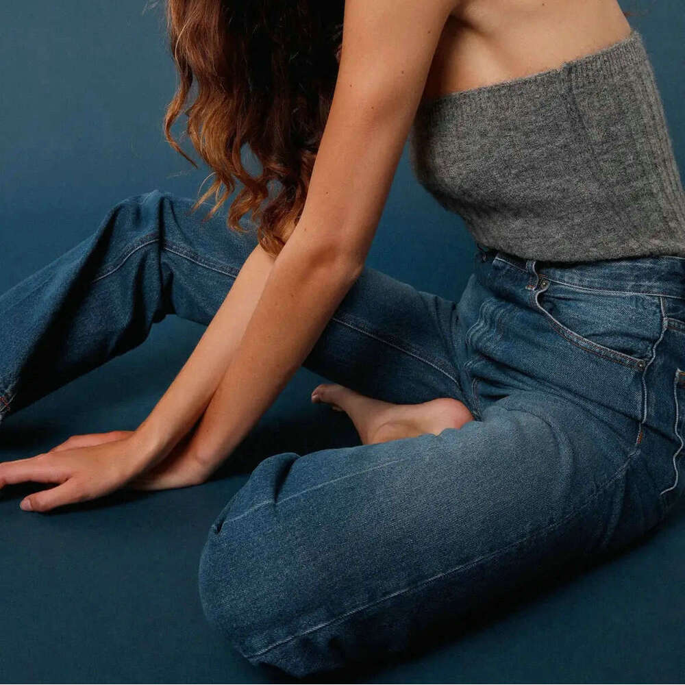 Autumn Winter New Deep Blue Jeans Pants Women S Versatile Look Slim Fit High Waist Small Straight Tube Sexy Loose Bifurcated Short Lace Dress