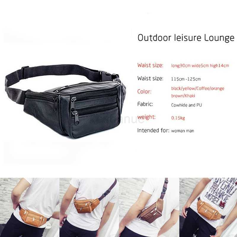 Men Leather Waist Bag Multi-Pocket And Multiple Zipper Belt Bag Adjustable Belt Fanny Pack Shopping Phone BagsXJ240720