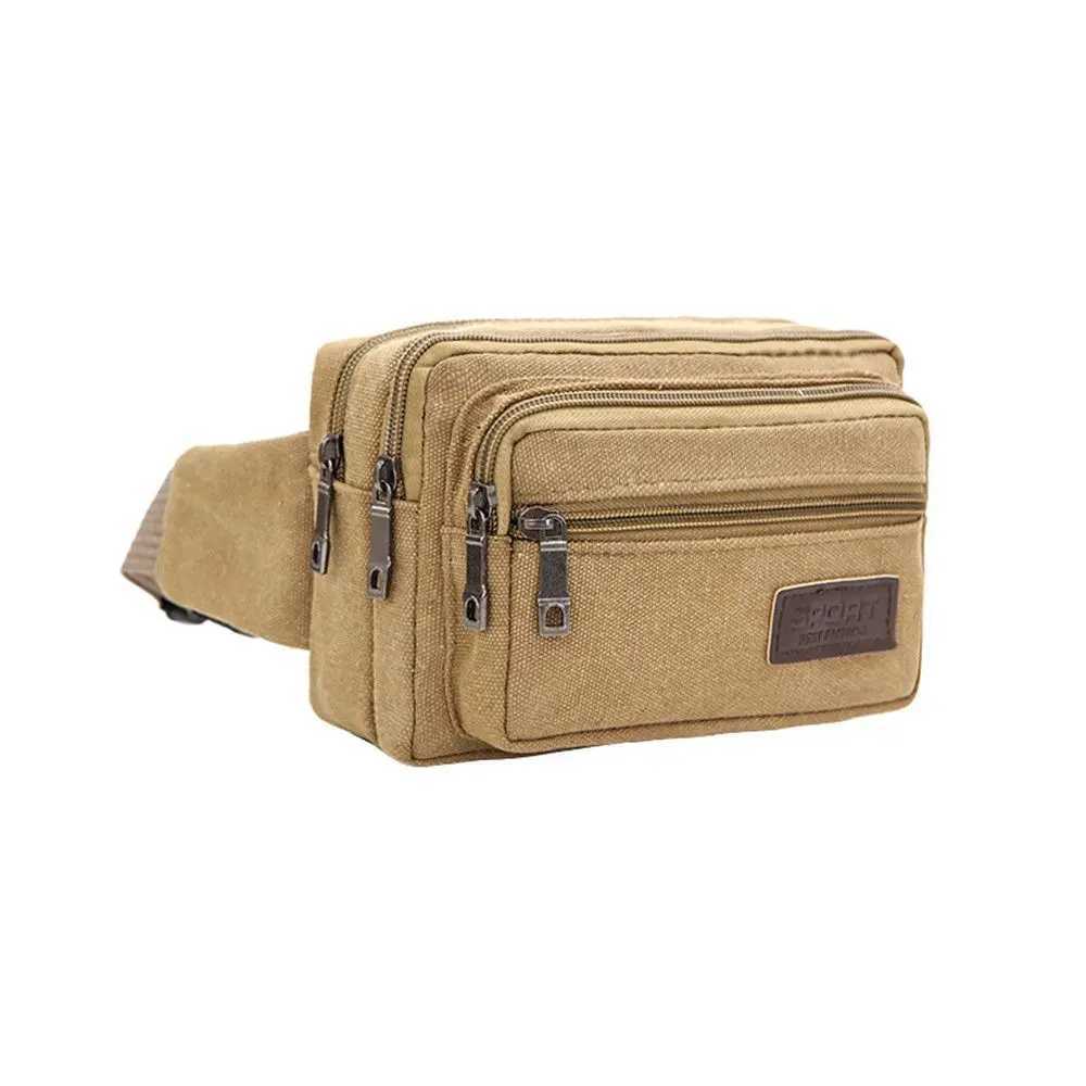 Fashion Waist Bag For Men Canvas Fanny Pack Man Multifunction Pocket Pack Belt Travel Shoulder Bag Outdoor Sports Mens Belt BagXJ240720