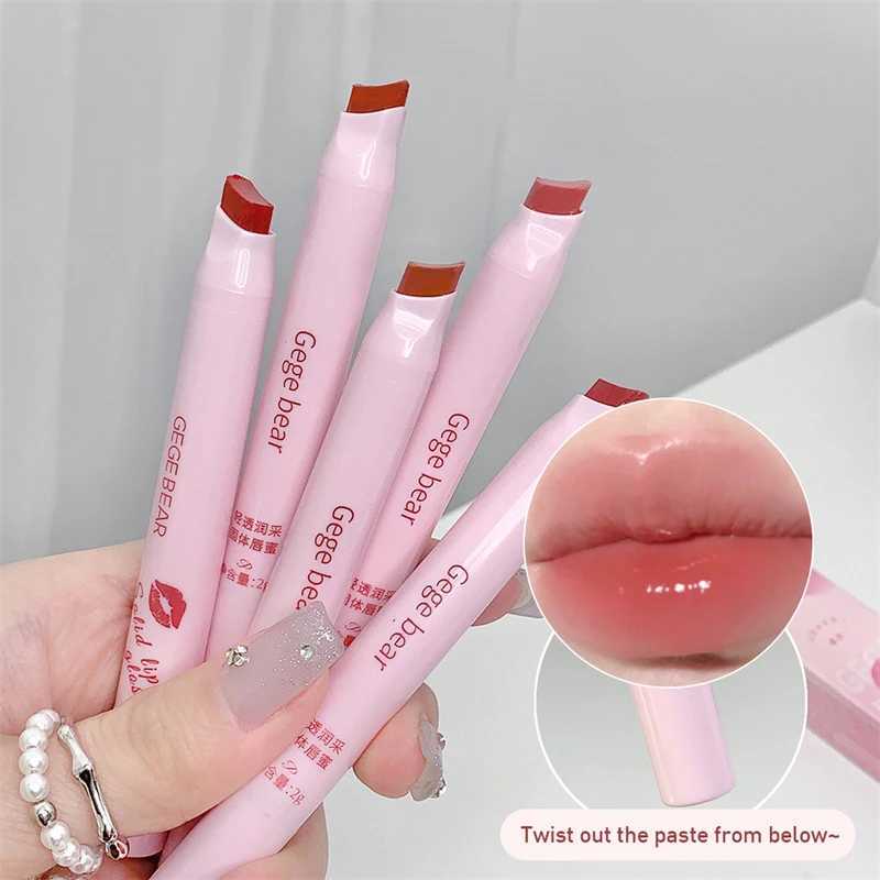 Curved Design Moisturizing Lipstick Pen Easy To Color Smooth Long Lasting Clear Lipgloss Korean Lip Makeup Cosmetics 6 ColorsXJ241205