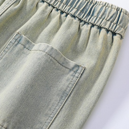 Summer trendy denim shorts for both men and women, American workwear, casual mid length pants, loose plus size five quarter pants