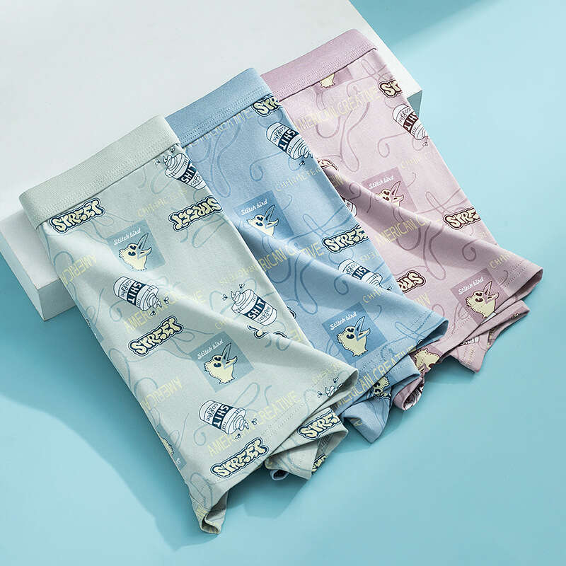 Men's with Personalized Trendy Cotton Printing, Breathable and Antibacterial Inner Crotch, Teenagers' Mid Waist Underwear, Men's Underw
