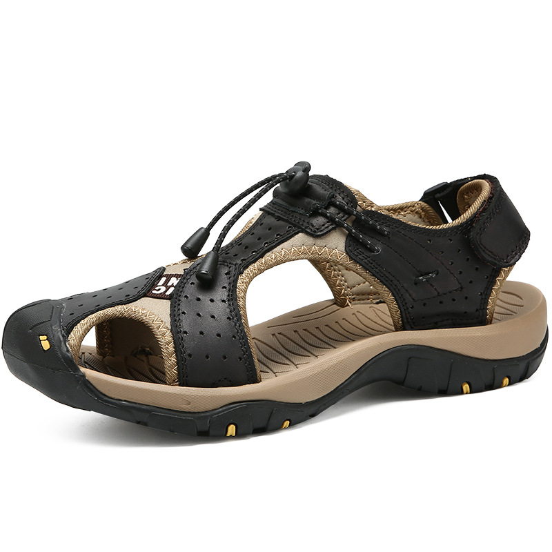 Classic Men's Sandals Summer Soft Leather Sandals Breathable Men Shoes Genuine Leather Sandals Soft Outdoor Men Roman Sandals