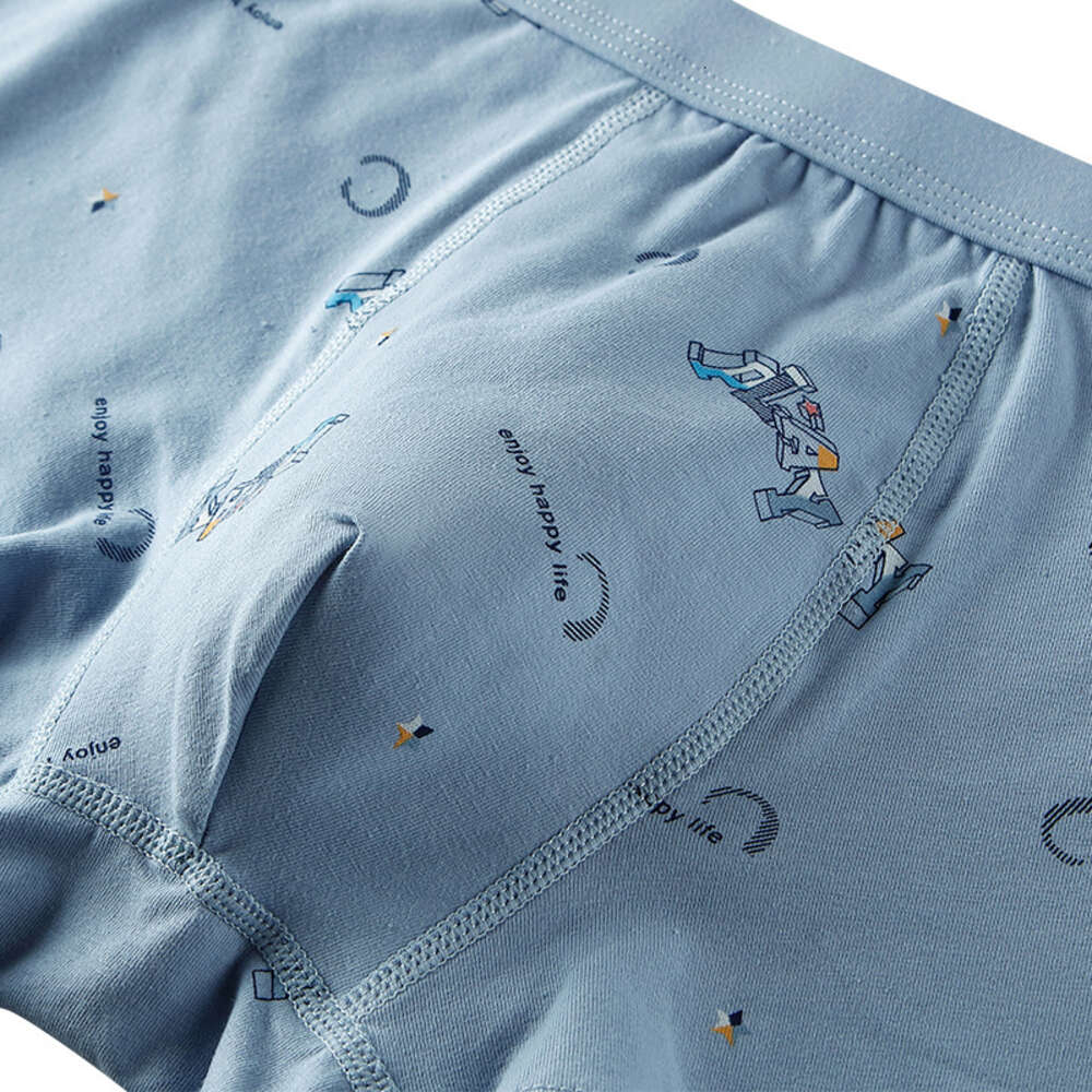 50S Pure Cotton Fashionable Printed Flat Corner Pants 3DU Convex Large Space Youth Development Period Men's Underwear Boxer Panties Boxers Sexy M