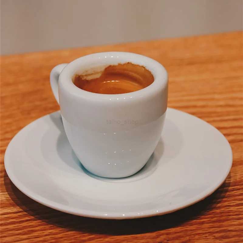 60ml Italian Espresso Cup Saucer Set Professional Contest Level Latte Coffee Mug Ceramic Thick ESPRESSO SHOT Cappuccino TumblerB240720