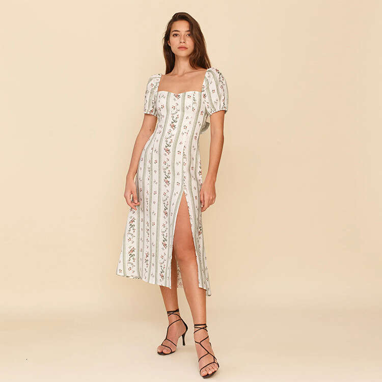 Popular Ventilation Ref Linen Printed Dress Summer New French Style Women S Clothing Fishtail Dress Short Sexy Denim Dress BOHO DRESS Oversize Dress L