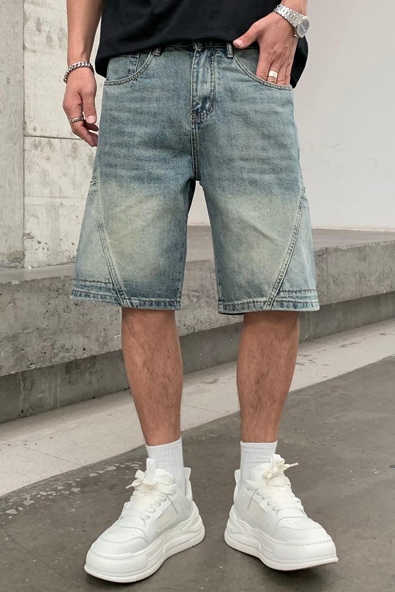 American style ripped embroidered denim shorts, men's loose trendy brand, cool and stylish mid length pants, summer thin fit, plus size five quar