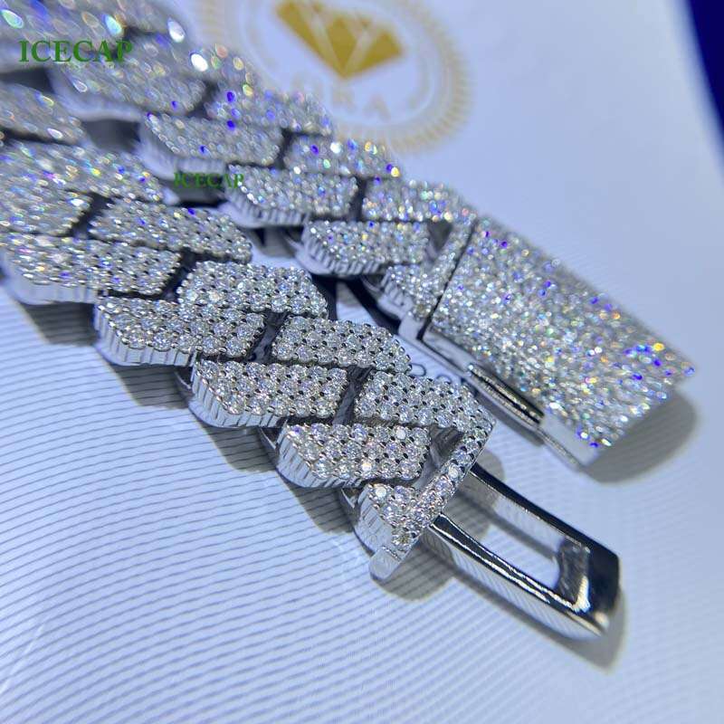 High-end necklace VVS Jewelry Miami VVS Moissanite Sterg Sier Platinum-Plated Men Cuban Chian Bracelet Necklace