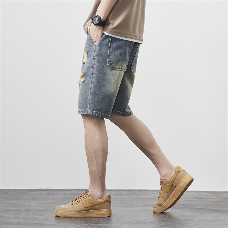 2024 Summer Denim Shorts Men's Versatile Loose Korean Trendy Pants Instagram