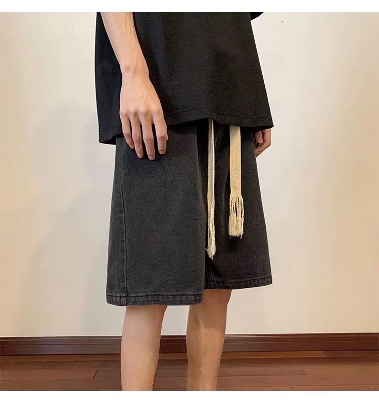 Work shorts, jeans, summer thin Korean version, men's trend, ins loose oversized casual pants