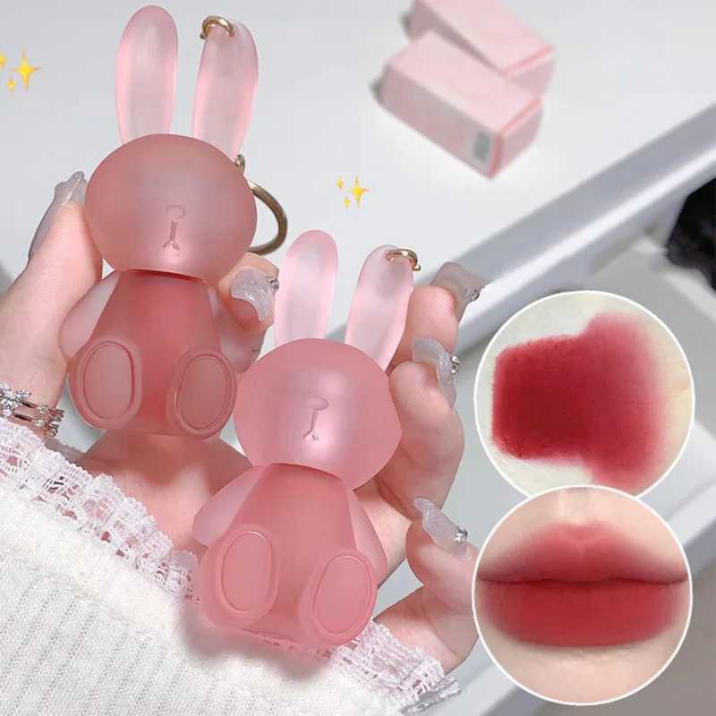 Rabbit Keychain Design Matte Lip Mud Lipstick Velvet Lip Glaze Sexy Red Lip Gloss Women Lasting Lip-Tint Cosmetics Make UpXJ241205