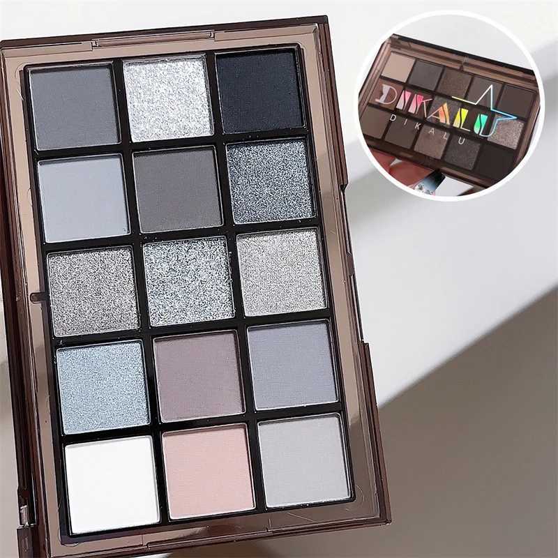 DIKALU Dark Knight Cool Nine Color Eyeshadow Tray Pearl Fine Flash Dark Metal Punk Smoky Eye Gray Black zxx240720
