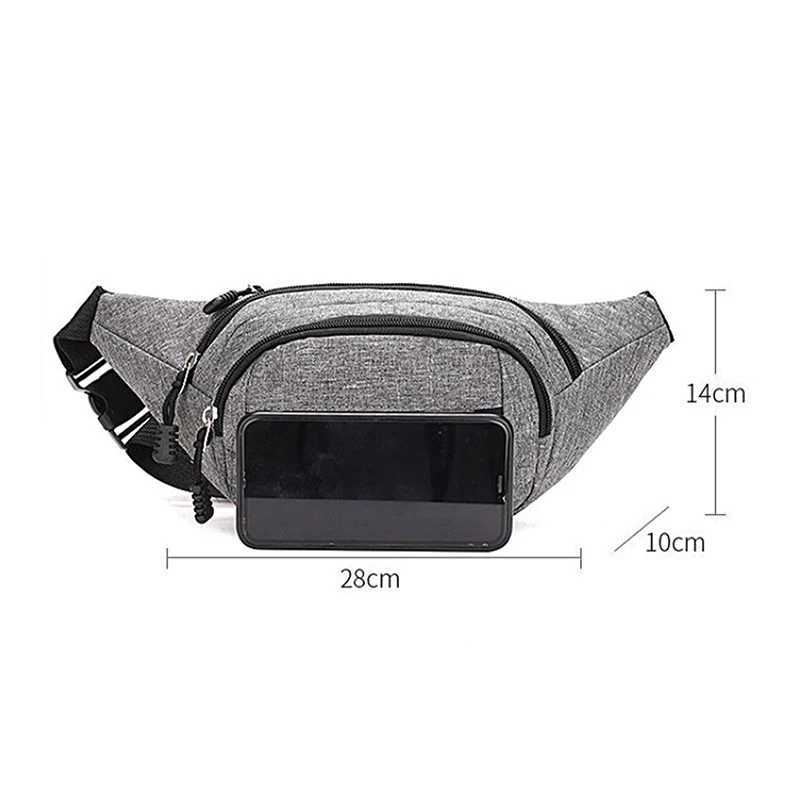 1Pc Fashion Men Women Waist Bag Crossbody Bag Canvas Casual Purse Large Phone Belt Bag Pouch Outdoor Travel Phone BagXJ240720
