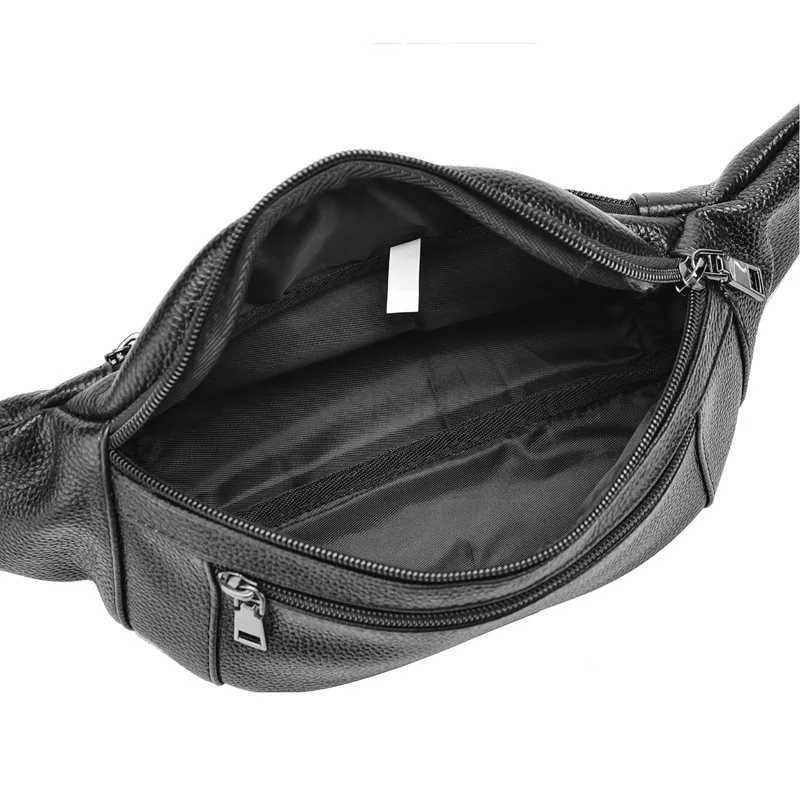 Fashion Mens Genuine Leather Waist Packs Casual Business High Capacity Shoulder Bag with Adjustable Straps for Men GiftsXJ240720