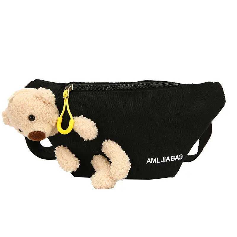 Cute Bear Womens Waist High Quality Canvas Belt Bags Designer Chest Female Solid Fanny Pack Banana Hip PurseXJ240720