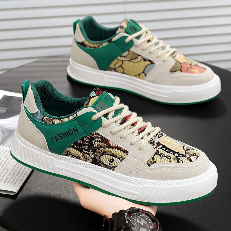 Men's Canvas New Platform Sneakers Trendy Lace-up Bear Skate 2024 Men Street Versatile Casual Shoes Tenis Male