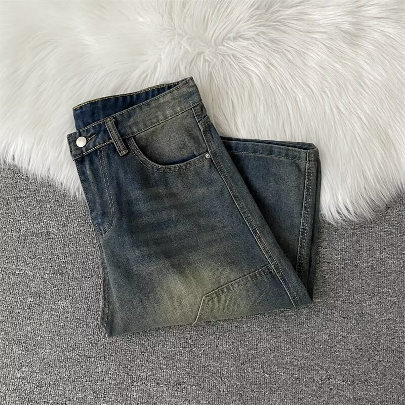 Designer Men's Hiking Jeans - Ripped Hip Hop High Street Fashion Brand, Cotton Blend, Close-fitting Motorcycle Embroidery Pants