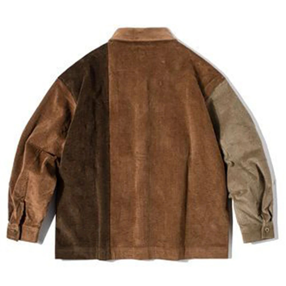 Y2K Fashion Korean Corduroy Jacket Workwear Long Sleeve Shirt High Street Quality Autumn Oversized Cargo Work Baseball Male Tees 240716