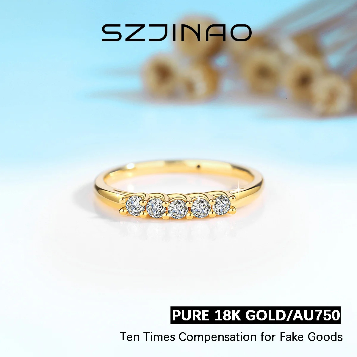 Row Ring 18K Gold Au750 Diamond Ring Womens Wedding Anniversary Engagement Gift High Jewelry Certificate 240805