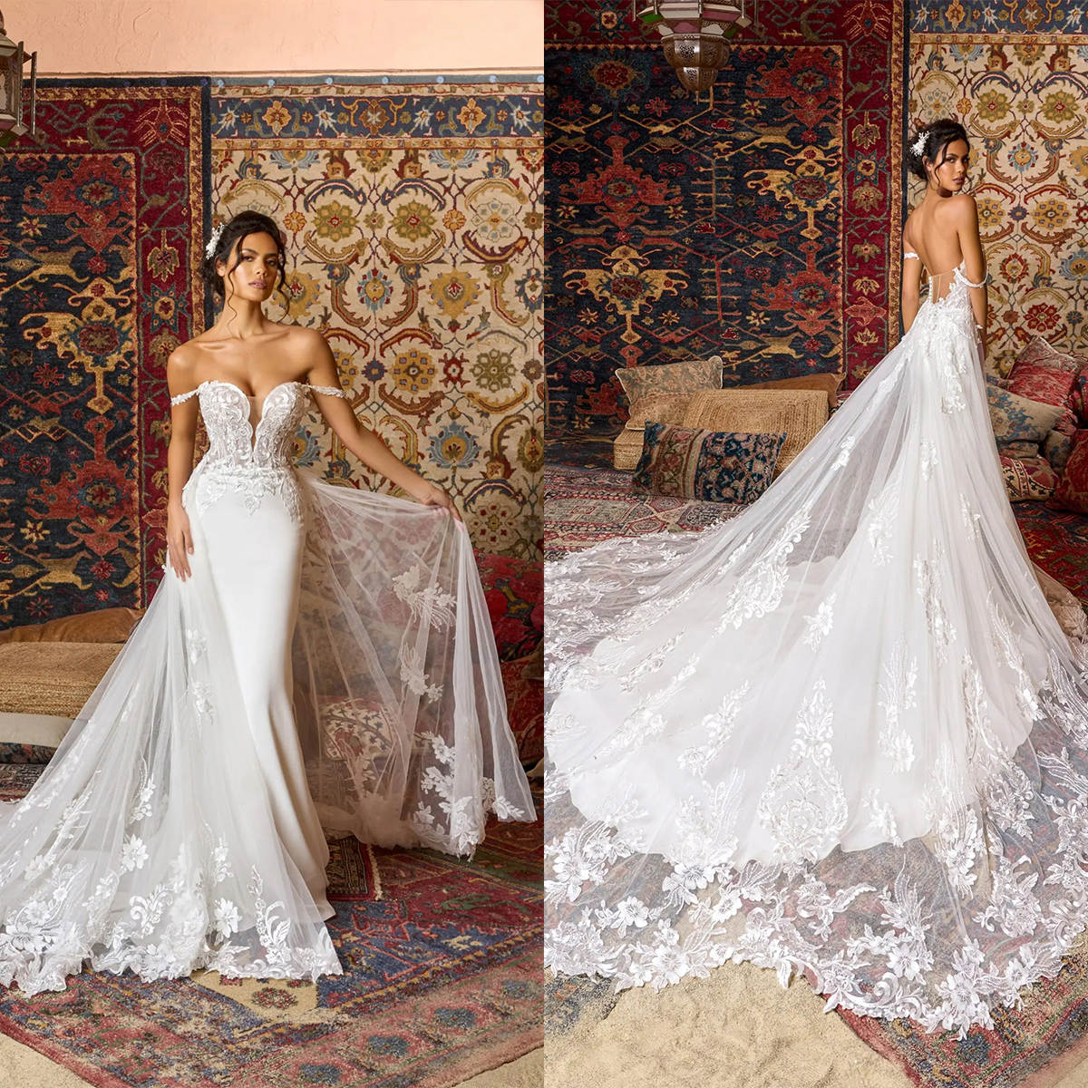 Sexy Mermaid Wedding Dress Appliques Sweetheart Neck Off Shoulder Bride Gowns Sleeveless Sheer Zipper Back Bridal Dresses Vestido De Novia