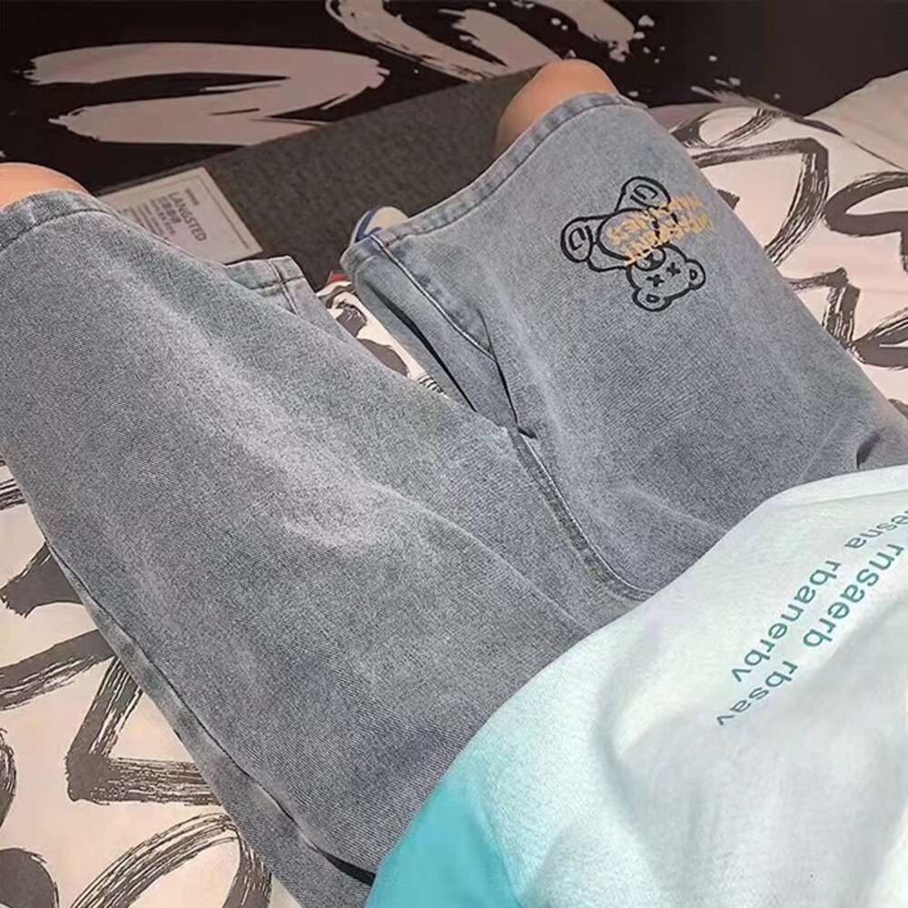 Denim 2024 summer new street fashion brand men's casual shorts loose jeans Korean version solid color