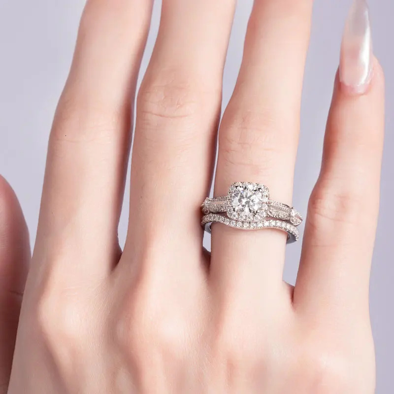 DEZO Wedding Ring Set for Women 1.53 ctw Retro Solid 925 Silver Engagement Ring VVS1 D Color GRA Certificate 240805