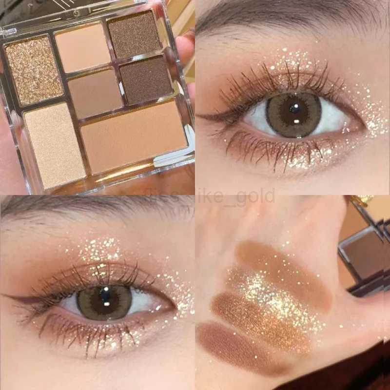 7 Colors Eyeshadow Palette Pearly Matte Earth Color Eyeshadow Portable Shiny Long Lasting Natural Eyeshadow Eye Makeup Cosmetic zxx240720