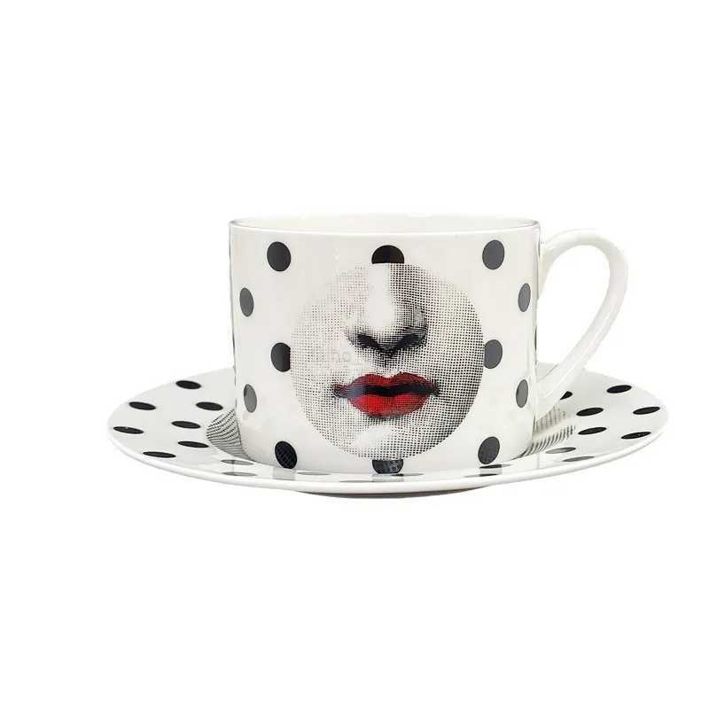 European Style Face Owl Abstract Coffee Cup Saucer Drinkware Delicate Ceramic Afternoon Tea Mug Dessert Drink Mug Birthday GiftB240720