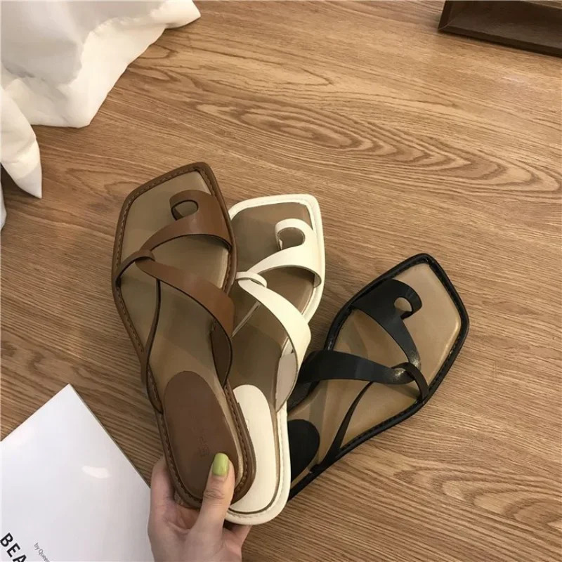 Sandals Women Summer 2024 Korean Version Clip Toe Flip Flops Outdoor Fashion Flat Casual Non-slip Sandals Female Beach Mules 240719