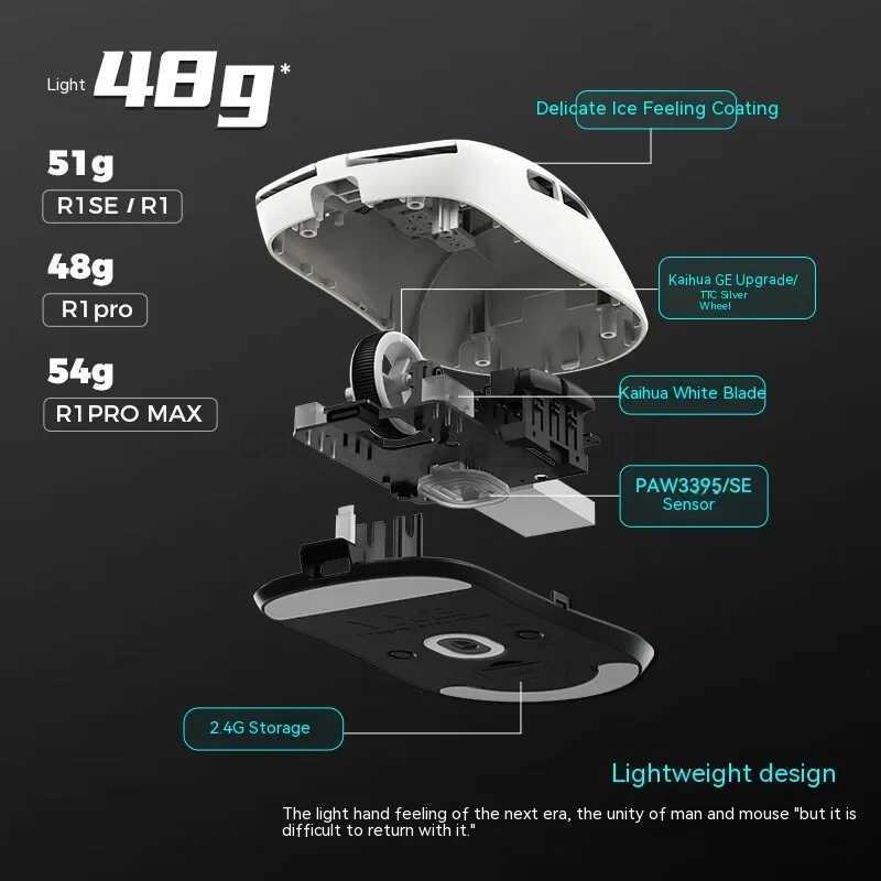 VGN VXE Dragonfly R1 Wireless Gamer Mouse PAW3395 48g 4KHz Rechargeable Type-C PC Gamer Mouse for APEX Valorant FPS GamingCL240720