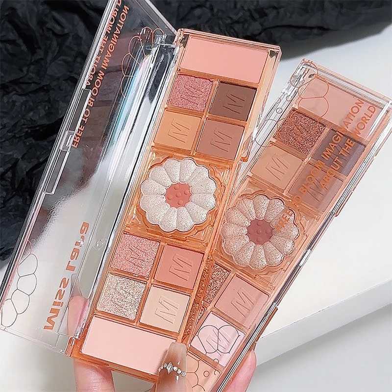 12 Color Flower Pearlescent Matte Eye Shadow Pallete Orange Brown Non Smudging Eyeshadow Palette Students Sweet Makeup Pallet zxx240720